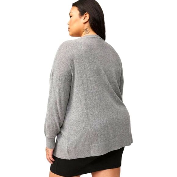 TORRID Plus Size New  Heather Gray Drop Shoulder Cotton Boyfriend Cardigan 4X - Picture 9 of 16
